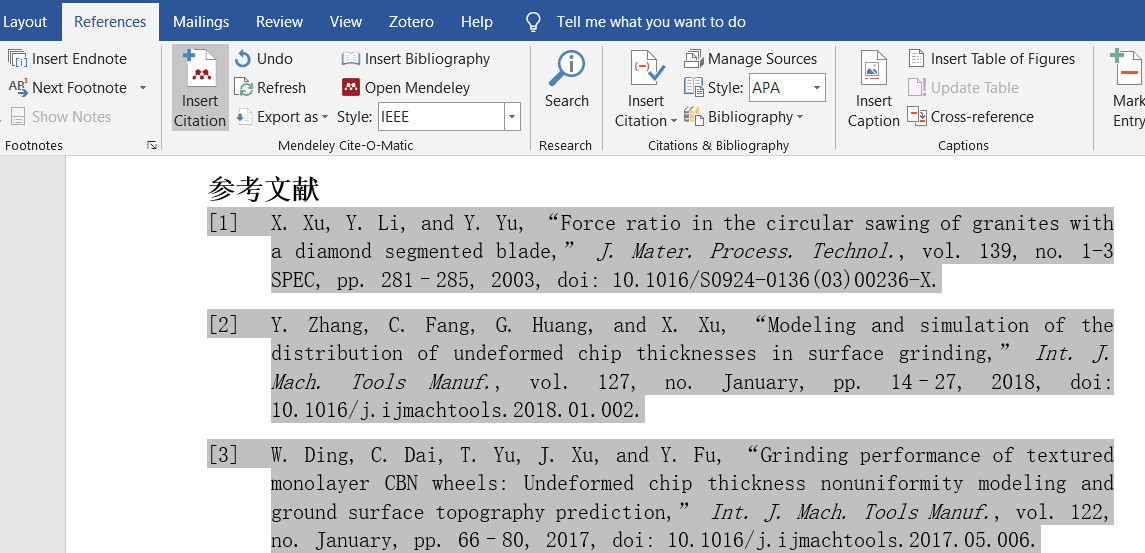 Update reference by Mendeley or Endnote